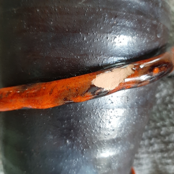 Chipped Mid-Century Italian Pottery Jug Lava Red Glaze Reeding Raymor Period - Picture 4 of 13